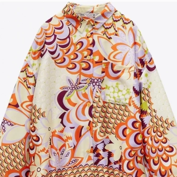 Zara Retro Print Two-Piece Set | Boho Chic Size L - Picture 3 of 8